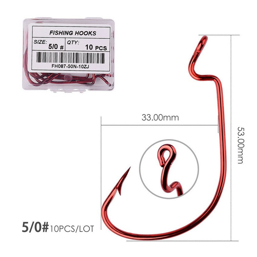 10 pçs/caixa Anzol Offset 8# - 5/0# anzol crank para isca soft worm anzol crankbait pesca acessórios pesca anzóis