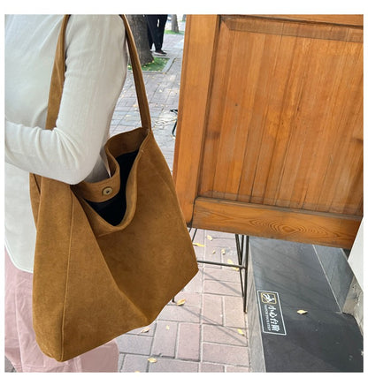 Autumn and winter new matte suede tote bag large capacity commuter casual shoulder bag fashionable versatile women's bag
