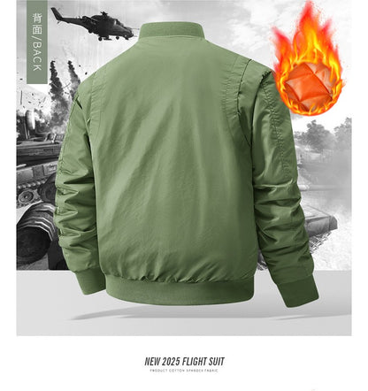 Unisex Winter Thicken Warm Bomber Jacket Air Force Style Flight Parkas Coat with Cotton Embroidery Casual Outwear for Men
