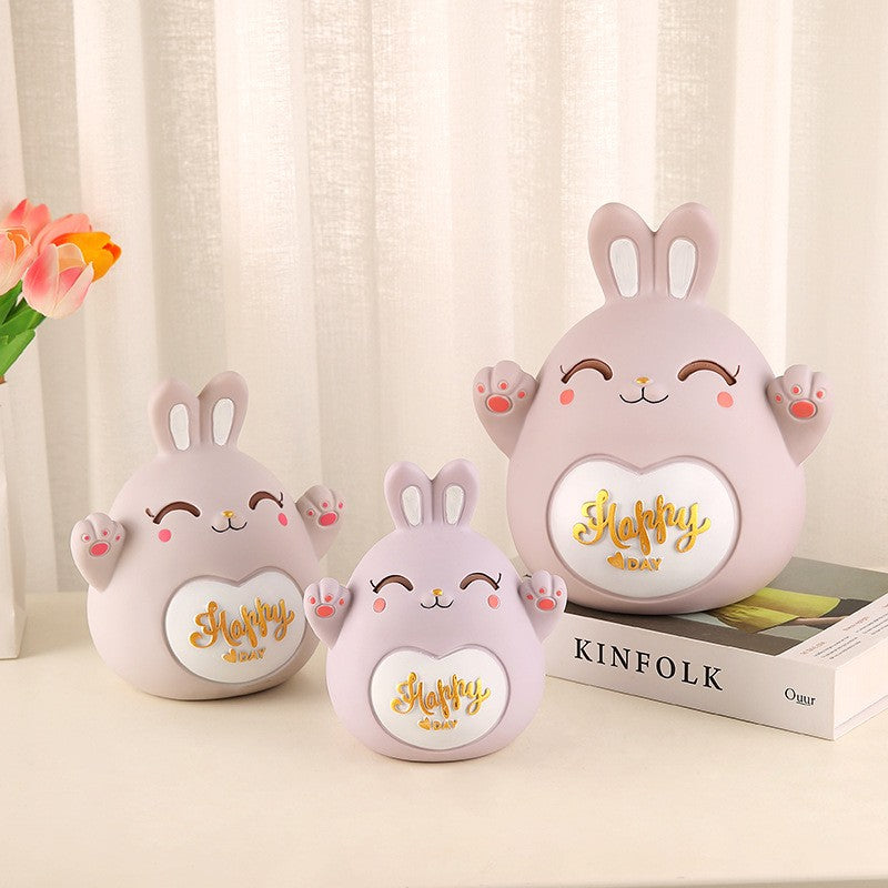 Cartoon Rabbit Piggy Bank Home Living Room Bedroom Ornament Children's Gift Vinyl Anti-fall Piggy Bank Home Accessories