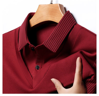 Fashion Fake Two-piece Men Long Sleeve Shirt Stripe Splice Lapel Loose Casual Pullover Tops 2025 Male Formal Business Polo Shirt