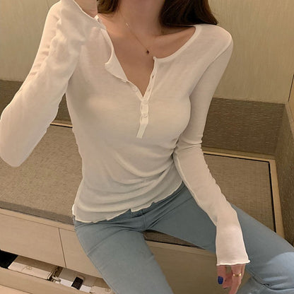 Thin Sexy Club Slim T Shirt Women Tees Womens Clothing Cotton Long Sleeve Korean Fashion Autumn Tops T-Shirts Camisetas De Mujer