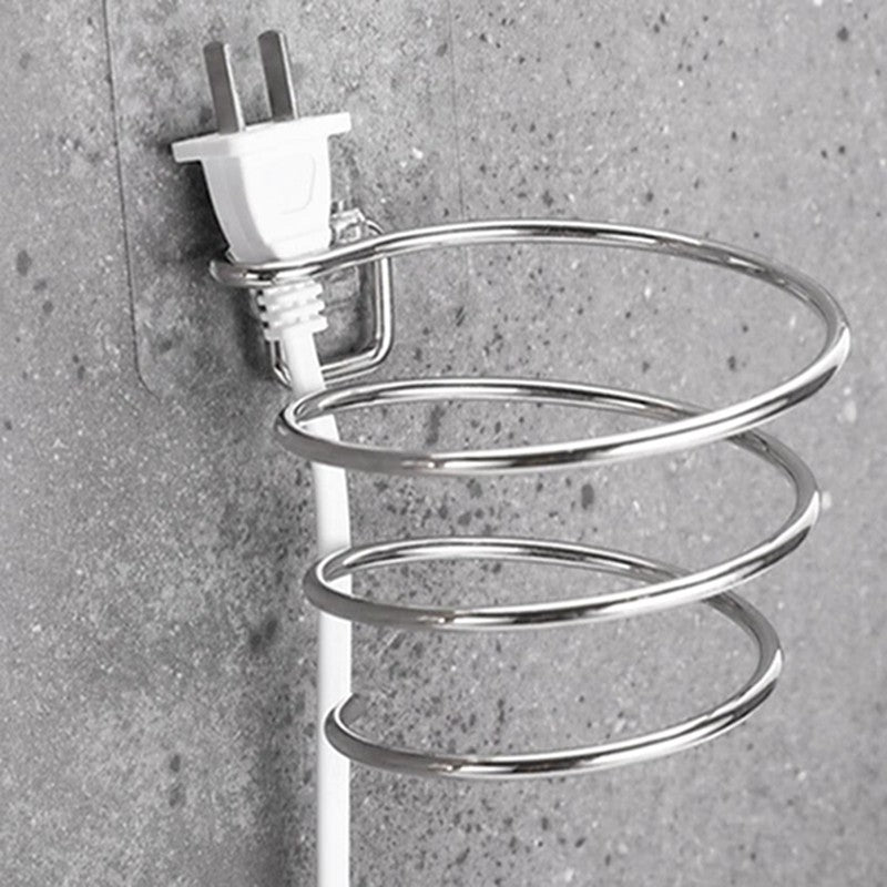 Suporte de Secador de Cabelo Organizador Soprador Adesivo Montado na Parede Sem Pregos Sem Furos Aço Inoxidável Espiral Suporte Armazenamento Para Banheiro