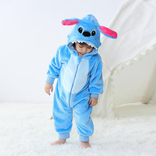 Baby Kigurumi Stitch Cartoon Romper Infant Kids Animal Onesie Jumpsuit Toddler Clothes Girls Boys Cosplay Costumes For Halloween