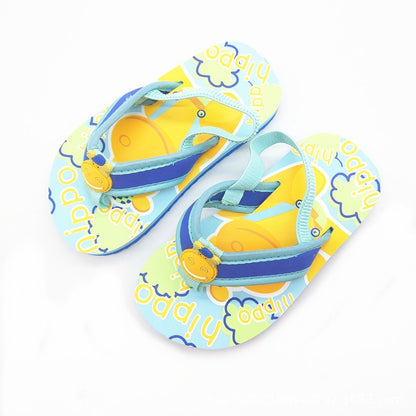 2025 Summer Children Cute Cartoon Animal Slippers Beach Shoes Kids Flip Flops Elastic Band Anti-slip Sandals Boys Girls Slippers