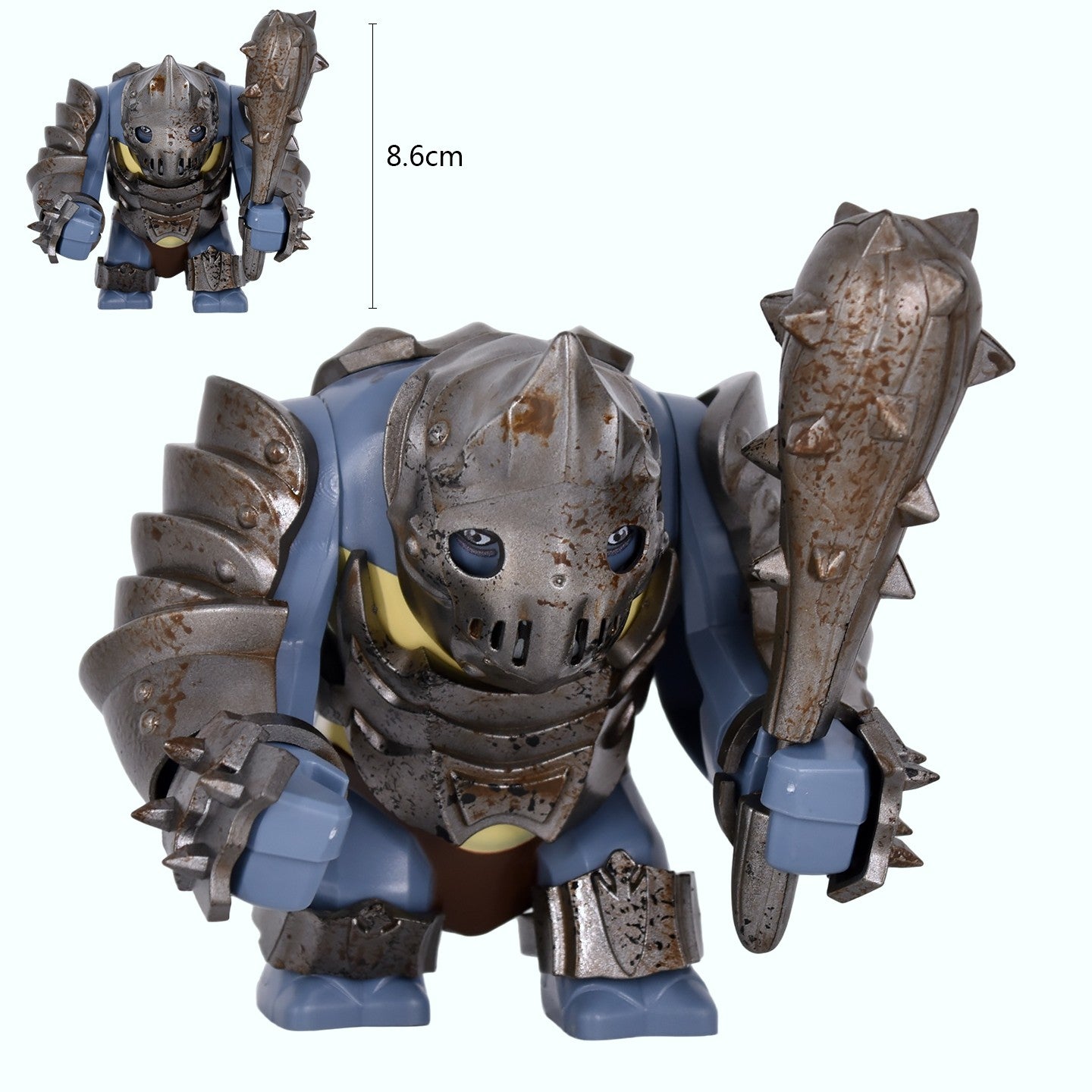 Medieval Cave Troll Building Blocks Weathered Rust Armor Rich Accessories Large Posable Brick Figure Fantasy Collectible Toy