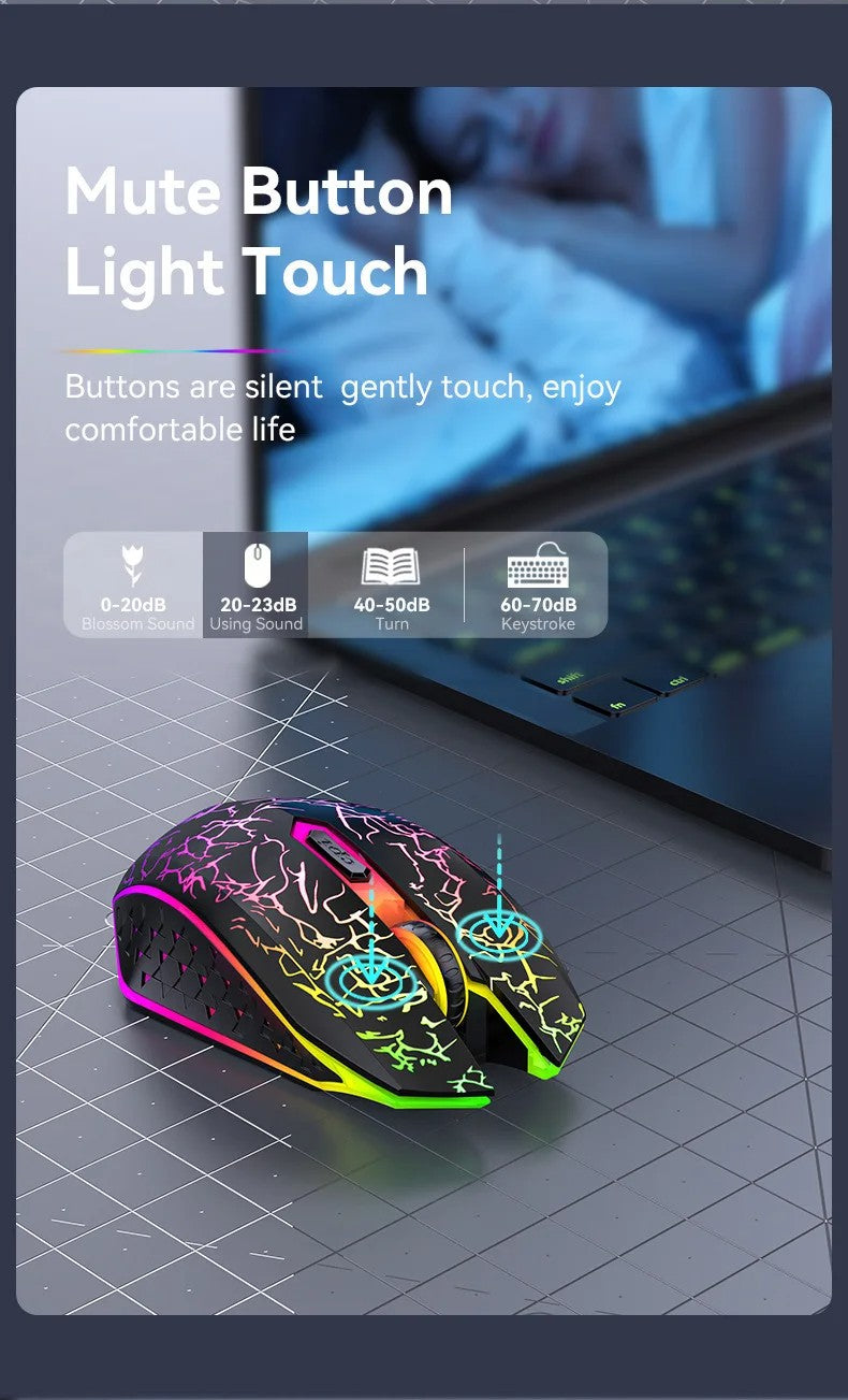 Mouse Bluetooth 5.2 RGB Sem Fio 2.4G Mouse Gamer Dual-Mode 6 Botões Silencioso Para MacBook Tablet Laptops Computador