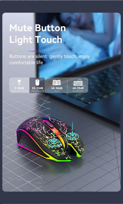 Mouse Bluetooth 5.2 RGB Sem Fio 2.4G Mouse Gamer Dual-Mode 6 Botões Silencioso Para MacBook Tablet Laptops Computador