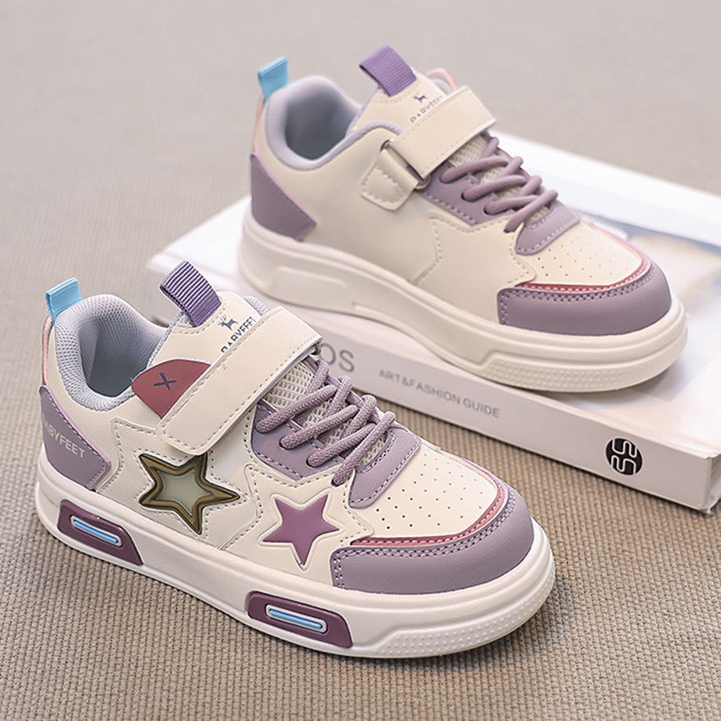 PU Leather Sport Shoes For Children 2025 Trend Fashion Teenager Girl's Sneakers Anti-slippery Kid's Tennis Shoes Running Shoes