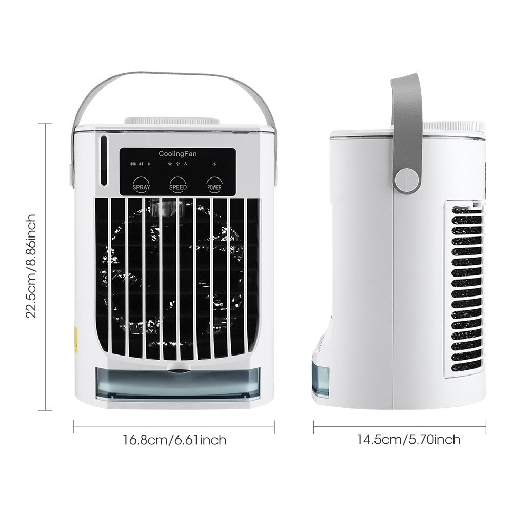 Ar Condicionado Portátil Ventilador de Mesa Spray Duplo Atomização Ultrassônica 3/4 Velocidades Silencioso Refrigerador de Ar Luz Noturna Ventilador Elétrico Doméstico