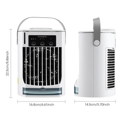 Ar Condicionado Portátil Ventilador de Mesa Spray Duplo Atomização Ultrassônica 3/4 Velocidades Silencioso Refrigerador de Ar Luz Noturna Ventilador Elétrico Doméstico