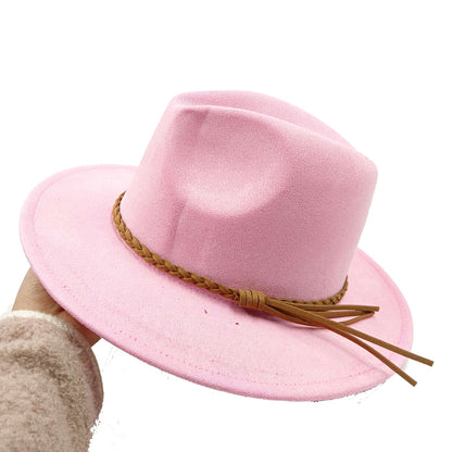 Chapéu Fedora Novo de Camurça 2023 Masculino e Feminino Outono Chapéu Panamá Jazz Estilo Britânico Elegante Retrô Fedora Chapéu de Aba Larga