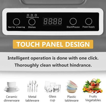8L Portable Countertop Mini Dishwasher ,4 Washing Programs, Air-Dry Function and LED Light for Small Apartments, Dorms and RVs