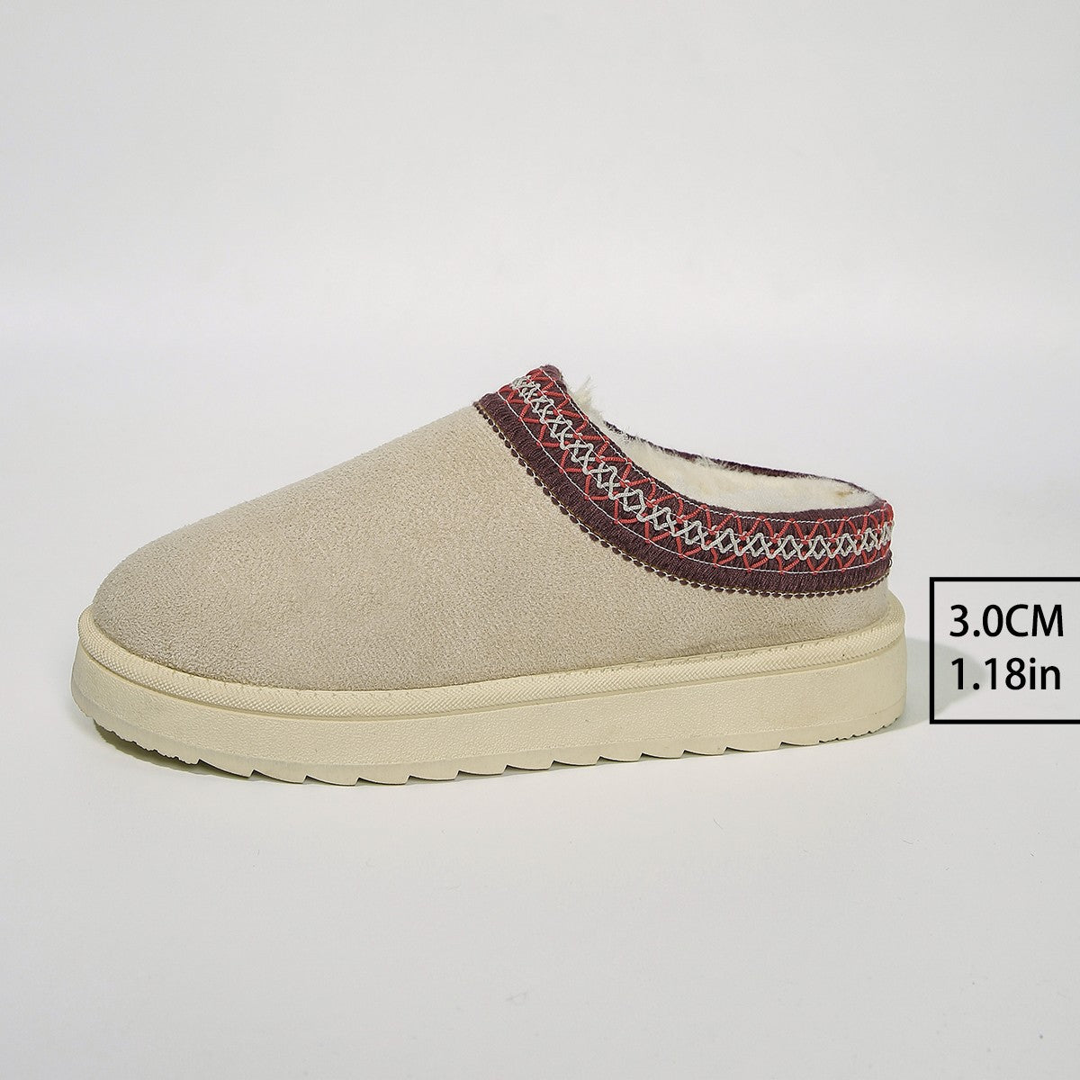 Women's Plush Lined Warm Slippers, Comfortable Winter Snow Shoes, Closed Toe Slip On Backless Indoor Outdoor Slippers