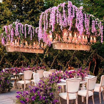 12pcs Wisteria Vine Artificial Flowers Wholesale Trailing Fake String for Home Wedding Party Decor Silk