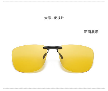 Square Clip on Sunglasses Women Polarized Black Lens UV400 Night Vision Driving Men Goggles Clips Anti Glare Vintage Glasses