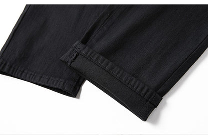 Men's pure black jeans Korean version trendy straight fit pants men's comfortable and elastic classic business jeans