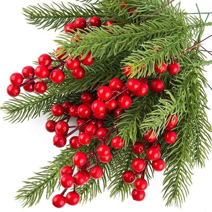 10Pcs Artificial Pine Branches Holly Berries Red Berry Branches for Xmas Tree Decor Wreath Navidad Gift Christmas Decoration