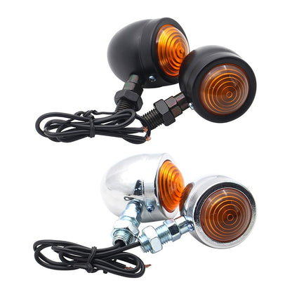 2 peças 12V Piscas Retrô de Metal Lente Âmbar Indicador de Moto Piscas Retrô Luzes de Sinalização de Moto para Harley Racer
