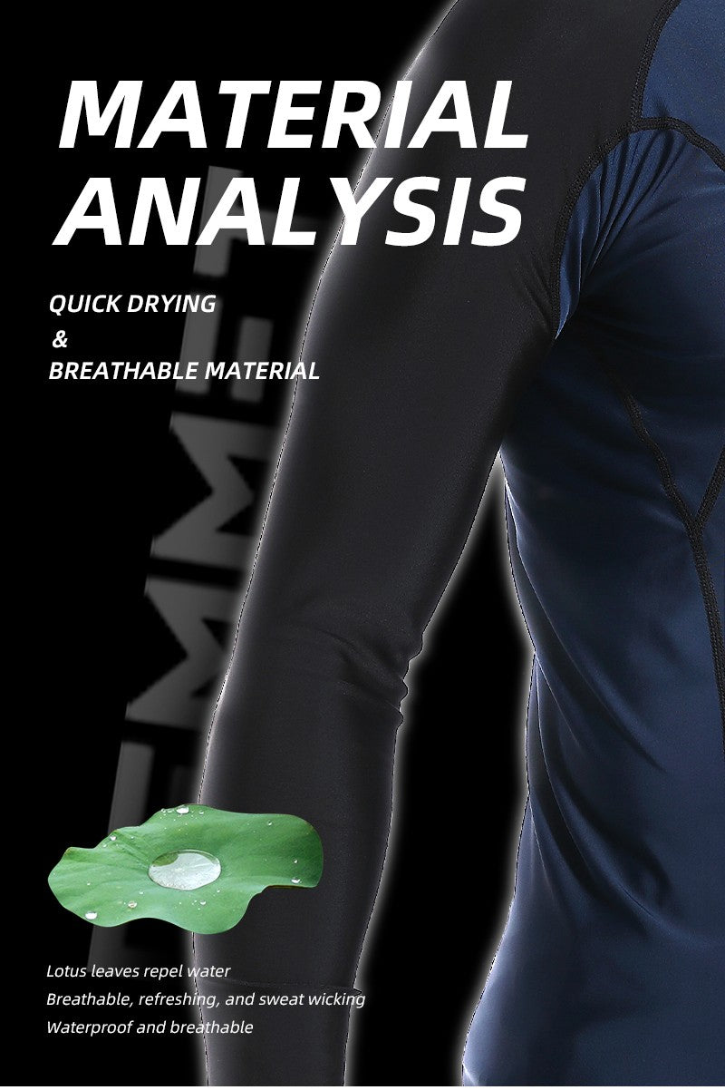 DEMMET Mens Swimwear Long Sleeve Rash Guard Swimming Surf T-Shirt UV Protection Quick Dry Beach Tight Surf Diving Clothes 120KG