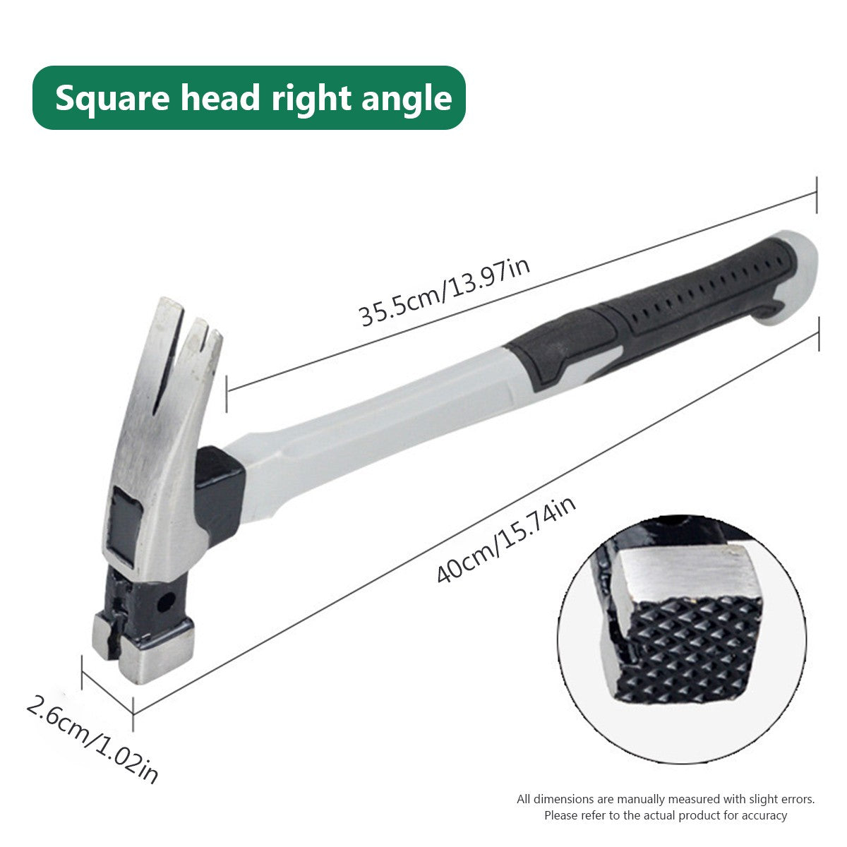 Martelo de Aço Multifuncional Antiderrapante à Prova de Choque, Ferramenta Manual Martelo de Garra Magnético para Marcenaria, Martelo de Sucção Automática de Prego
