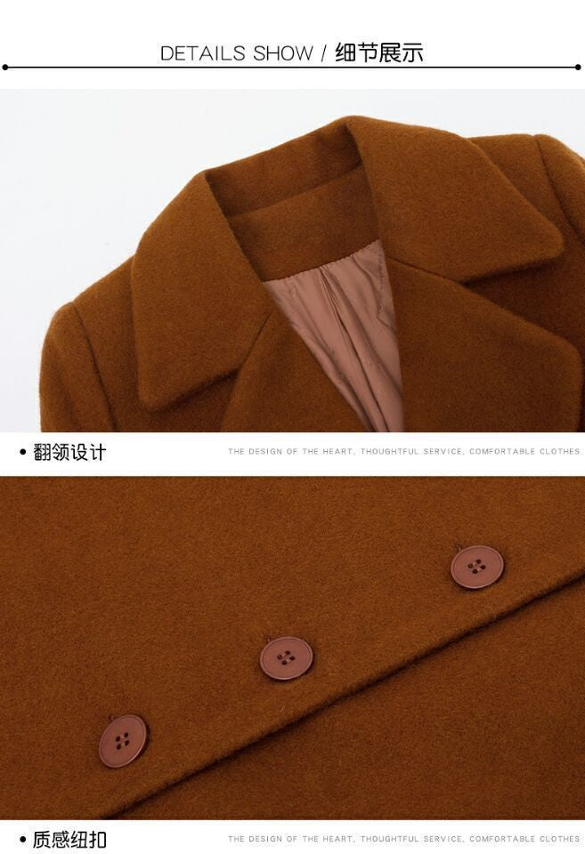 Medium-Length Women's Woolen Jacket Spring Autumn Winter Warm Simple Long Sleeve Overcoat Long Style For All Seasons