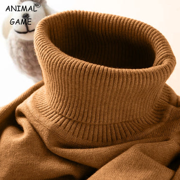 Mens Turtleneck Sweater Slim Fit Knitted Casual Pullover Lightweight Ribbed Long Sleeve Sweaters Autumn Solid Color Streetwear