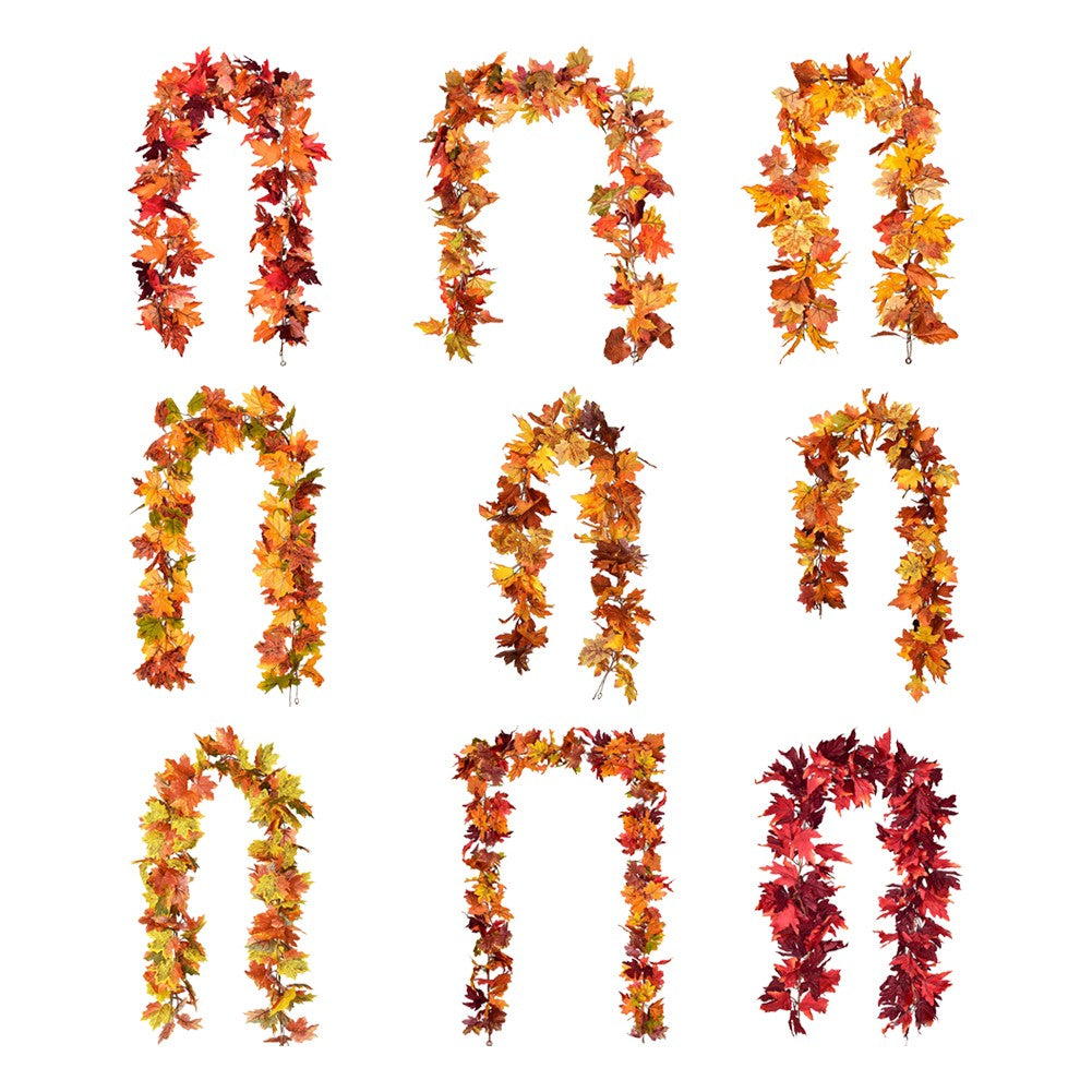 1/2Pcs 175cm Artificial Fall Maple Leaf Garland Fake Plants Autumn Decor Leaves Vine for Thanksgiving Halloween Decoration Gifts