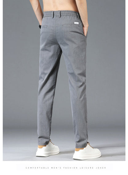 6 Colour Summer Men's Classic  Cotton Solid Color Fashion Business Casual Pants Elastic Waist Korean Fashion Men Clothing 28-38