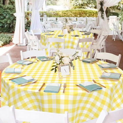 1/4pcs 213cm/83.86in Disposable Tablecloth Reusable Round Tablecloth Wrinkle-Free Waterproof Gingham Tablecloth Family Gathering
