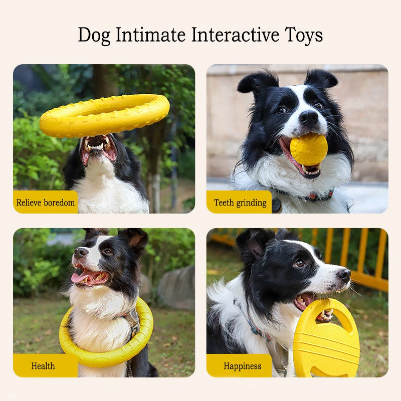 Brinquedos Duráveis de EVA para Cães 4 Peças Disco Voador + Bola + Corda para Puxar para Filhotes e Cães Adultos Conjunto Anti-Mordida para Limpeza dos Dentes?2024 Mais Vendido?