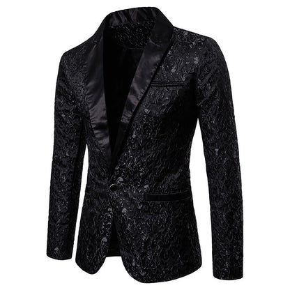 Men's Floral Party Dress Suit Stylish Dinner Jacket Bartender Wedding Blazer Holiday Gifts Prom Tuxedo Men's Coat Jacket