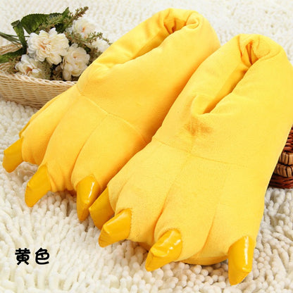Tiger Animal Paw Slippers For Boy Girl Unisex Kids Cute Monster Claw Slippers Cartoon Soft Plush Warm Home Slippers Child Shoes