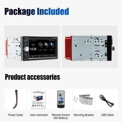 ESSGOO Universal Double 2 Din 6.2" Car Stereo Radio CD DVD Multimedia Video MP5 Player Wireless Carplay & Android Auto USB BT