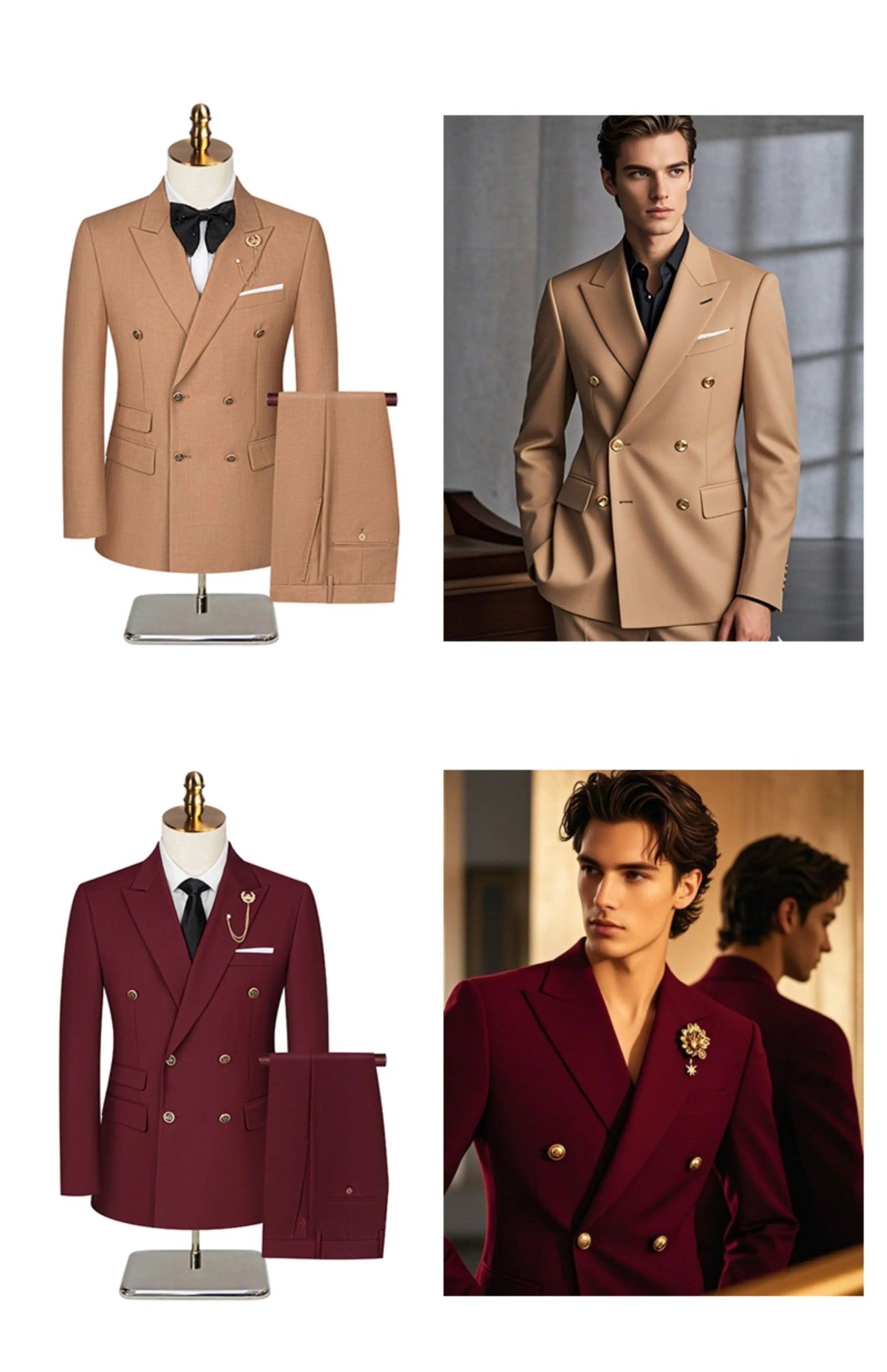 2025 Suit (Blazer+ Trousers) Men's Fashionable Gentleman Business Double-breasted British-style Banquet Host Casual Wedding Suit