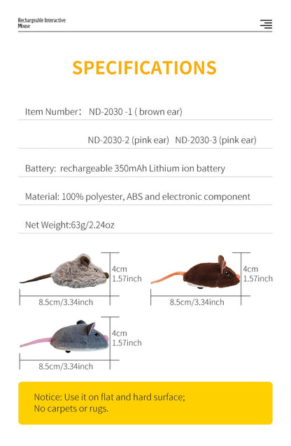 Brinquedos Elétricos Interativos de Rato para Gatos Brinquedo Engraçado de Pelúcia Inteligente para Animais de Estimação Brinquedos de Movimento Interativo Rápido Acessórios para Gatos de Estimação