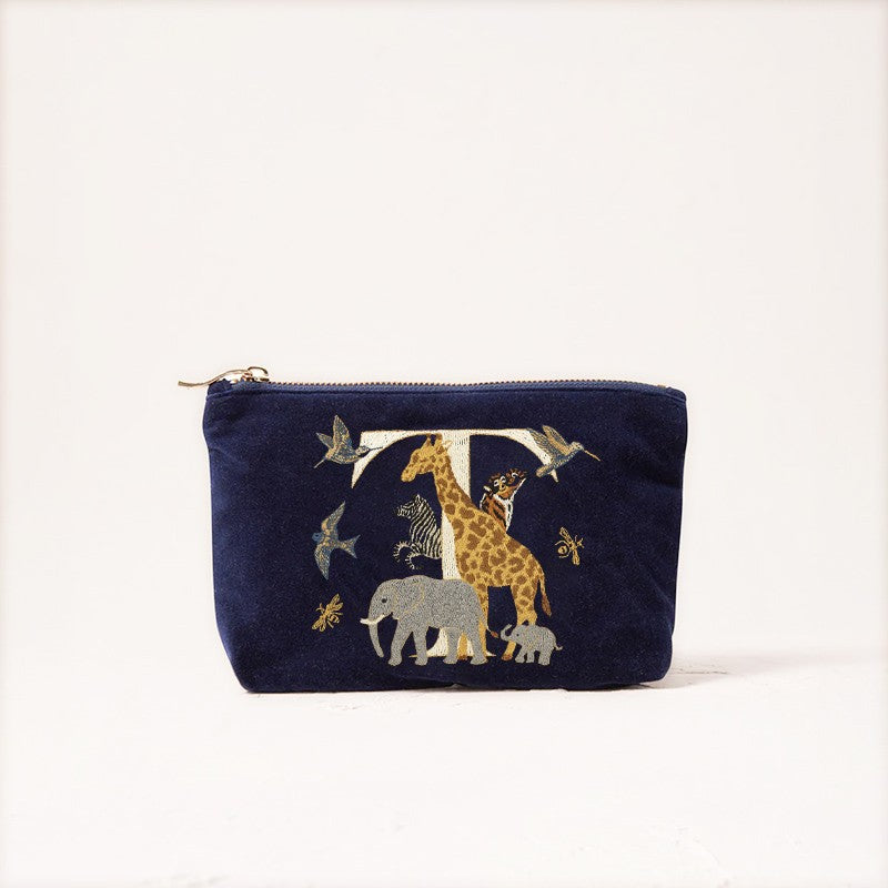 Cute Animal Letter Print Velvet Clutch Makeup Bag - Fashionable And Stylish Cosmetic Pouch for Women