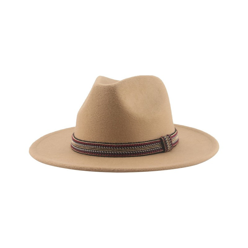 Chapéu Feminino Fedora de Feltro Sólido Casual Chapéu de Inverno Feminino Bonés Masculinos Faixa Panamá Preto Cáqui ????? ??????? Sombrero