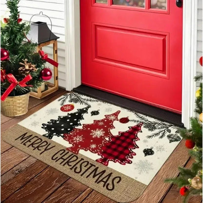 VIKAMA Christmas Gingerbread Man Welcome Floor Mat Outdoor Entrance Rug Living Room Bedroom Floor Mat Home Decoration