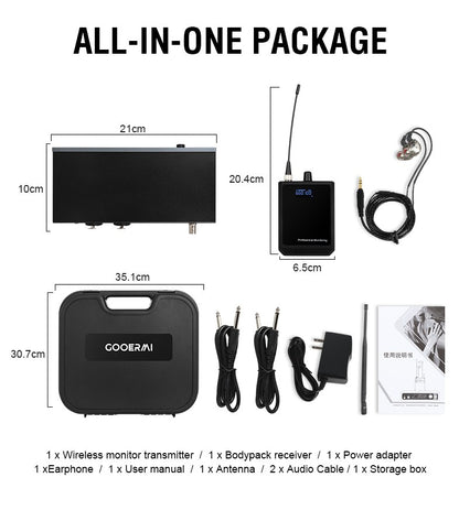 Sistema Sem Fio de Monitoramento Intra-Auricular UHF Gooermi LM210 Canal Estéreo Com Múltiplos Transmissores Para Pequenos Concertos e Home Theater