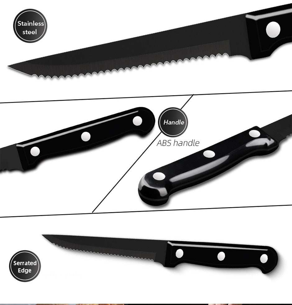 30pcs Black Dinnerware Set Stainless Steel Steak Knife Fork Coffee Spoon Teaspoon Flatware Dishwasher Safe Kitchen Tableware Set