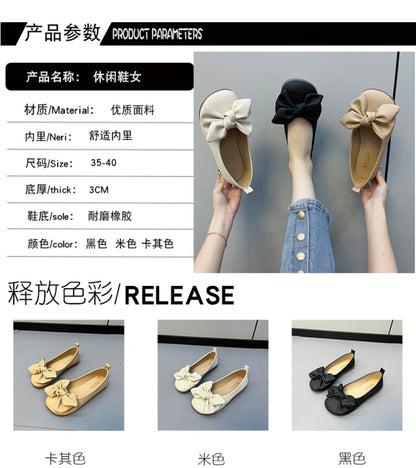 New Luxury Designer Shoes for Women Fashion Butterfly-knot Square Toe Party Leather Ballet Flats Ladies Flat Shoes Loafers Women