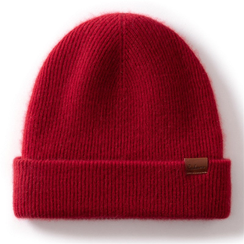 New Autumn Winter 100% Cashmere Hat Knitted Mountaineering Wool Hat Outdoor Skiing Double Layer Men and Women Thickened Warm