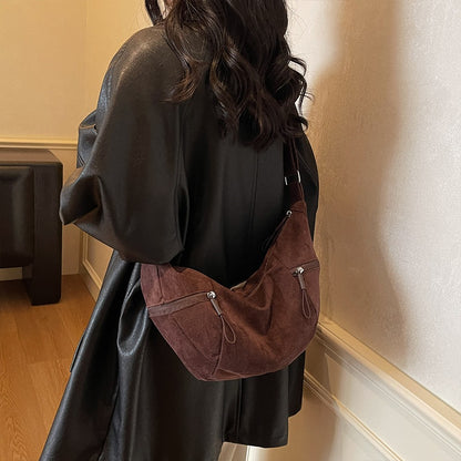 Imitation Suede Bag, New Crossbody Bag, Women's Bag, High-End Feel, Shoulder Bag, Large Capacity Commuting Dumpling Bag