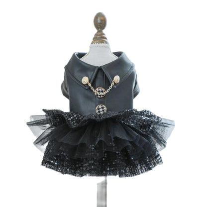 Roupa de Luxo para Cães Roupa de Princesa em Couro Preto Impermeável Outono Inverno para Cães Pequenos e Grandes Menina Menino Casaco XS XL Trajes Elegantes
