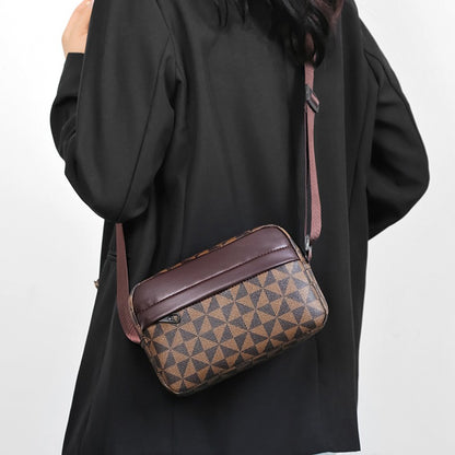 Casual Business Shoulder Bag for Men Pu Leather Messenger Bag Wide Strap Crossbody Bags Square Plaid Designer Male Sling Bags