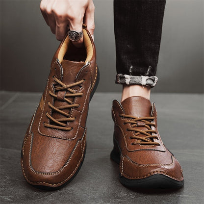 Handmade Mens Low Top Sneakers Classic Mens Leather High Top Shoes Fashion Outdoor Motorcycle Boots Lace Up Non-Slip Ankle Boots