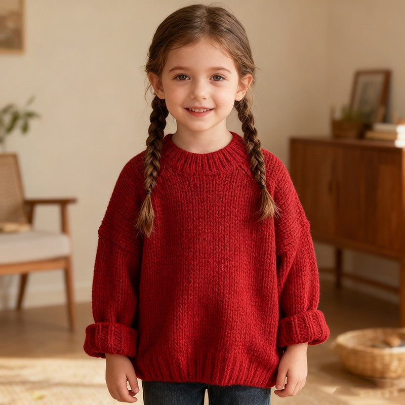Suéter de malha de Natal para bebês 1-6 anos Tops Meninos Meninas Pulôver Suéteres vermelhos de outono Roupas de suéter infantil de manga comprida
