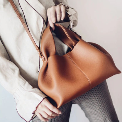 Genuine Leather Cloud Crossbody Bag for Women, Light Luxury French European Retro Vintage Tassel Shoulder Bag, Handbag Purse