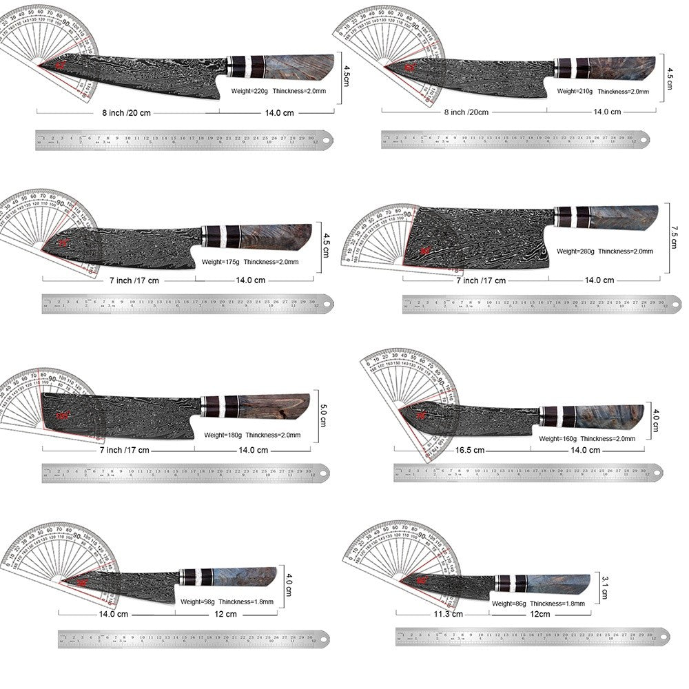 XITUO Damascus Kitchen Knife Set,1-8Piece Professional Knife Sets for Chefs,Japanese Damascus Super Steel Chef Cooking Knife